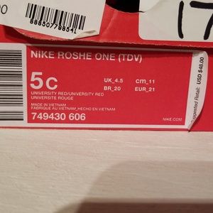 BABY BOYS Size 3C 749430-606 Nike Roshe One Shoes Red